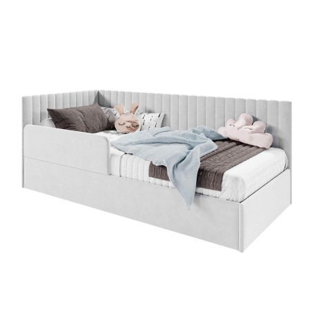 Einzelbett 100x200 cm mit RAUSFALLSCHUTZ, Lattenrost und Bettkasten, universal, BRUNO SM 02B