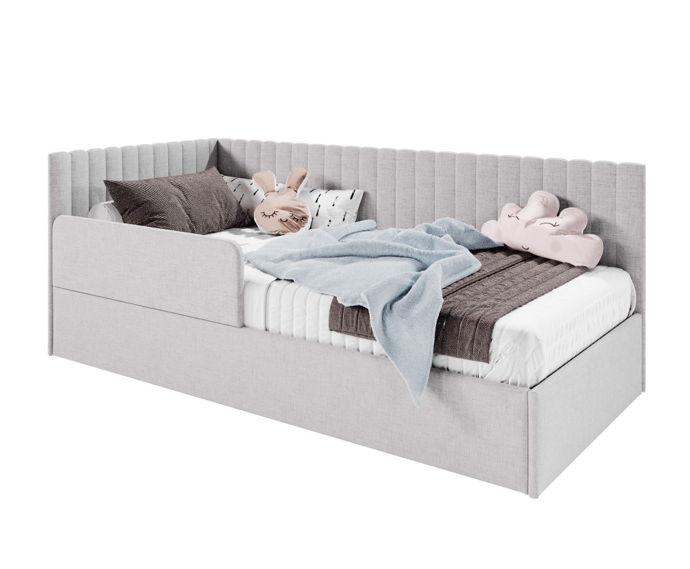 Einzelbett 100x200 cm mit RAUSFALLSCHUTZ, Lattenrost und Bettkasten, universal, BRUNO SM 02B