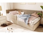 Einzelbett 100x200 cm mit RAUSFALLSCHUTZ, Lattenrost und Bettkasten, universal, BRUNO SM 02B