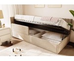 Einzelbett 100x200 cm mit RAUSFALLSCHUTZ, Lattenrost und Bettkasten, universal, BRUNO SM 02B