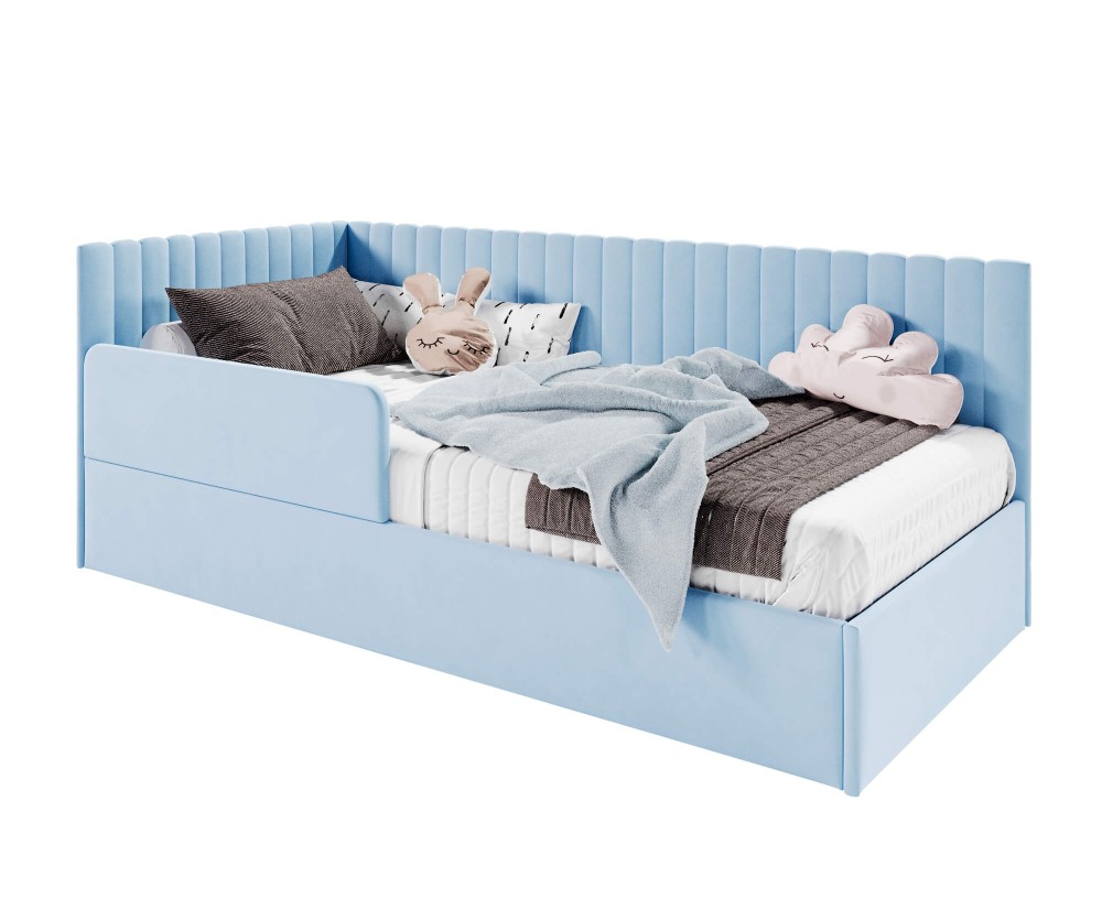 Polsterbett 120x200 cm mit RAUSFALLSCHUTZ, Lattenrost und Bettkasten, universal, BRUNO SM 02B