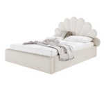 Jugendbett 120x200 cm mit Muschel-Kopfteil im BOUCLÉ-Stoff, Lattenrost mit Metallrahmen, SHELL
