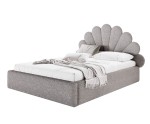 Jugendbett 120x200 cm mit Muschel-Kopfteil im BOUCLÉ-Stoff, Lattenrost mit Metallrahmen, SHELL