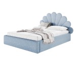 Jugendbett 120x200 cm mit Muschel-Kopfteil im BOUCLÉ-Stoff, Lattenrost mit Metallrahmen, SHELL
