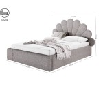Jugendbett 120x200 cm mit Muschel-Kopfteil im BOUCLÉ-Stoff, Lattenrost mit Metallrahmen, SHELL