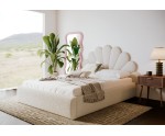 Jugendbett 120x200 cm mit Muschel-Kopfteil im BOUCLÉ-Stoff, Lattenrost mit Metallrahmen, SHELL