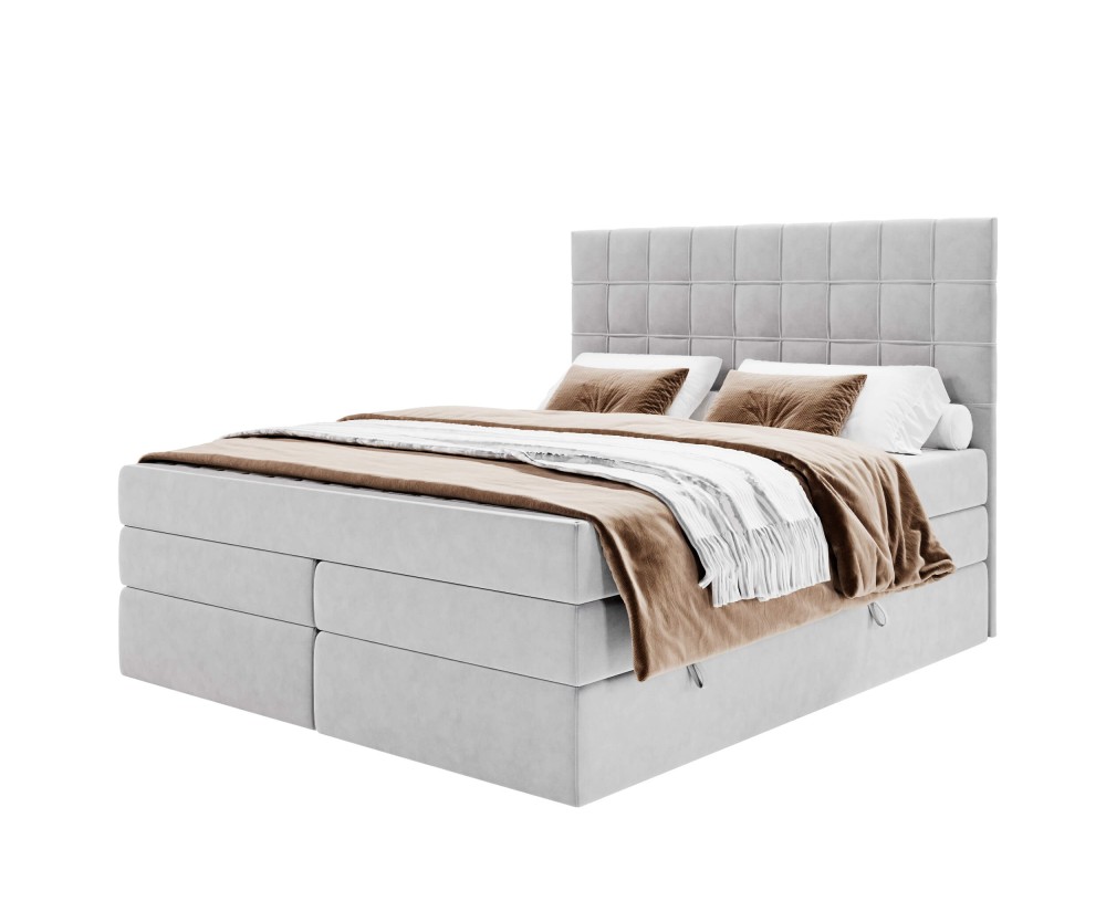 Elegantes Boxspringbett 140x200 cm mit stilvollem Kopfteil, Ehebett ELIZA