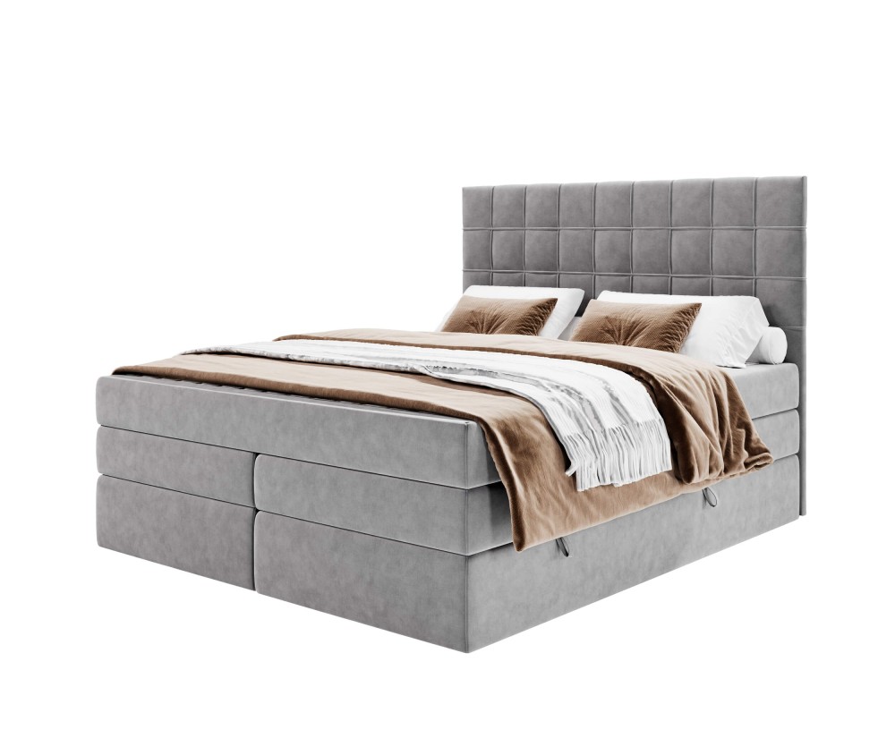 Elegantes Boxspringbett 140x200 cm mit stilvollem Kopfteil, Ehebett ELIZA Elegantes Boxspringbett 140x200 cm mit stilvollem Kopfteil, Ehebett ELIZA