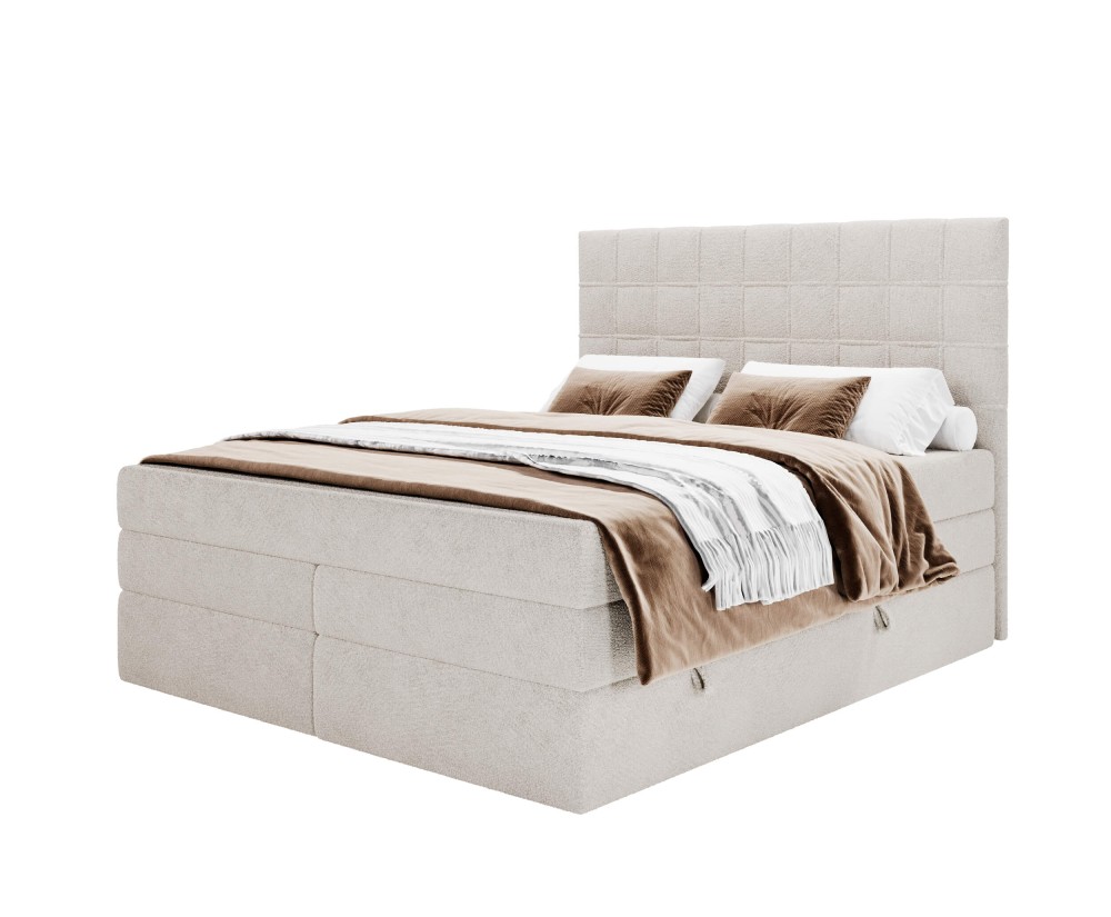Elegantes Boxspringbett 140x200 cm mit stilvollem Kopfteil, Ehebett ELIZA