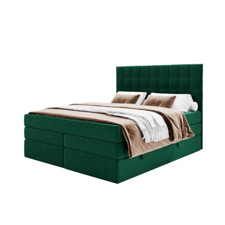 Kontinentalbett 160x200 cm mit gestepptem Kopfteil, Boxspringbett ELIZA