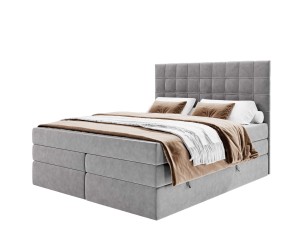 Komfortables Boxspringbett 200x200 cm mit dekorativem Kopfteil, Doppelbett ELIZA