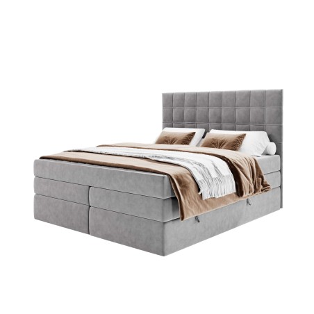 Komfortables Boxspringbett 200x200 cm mit dekorativem Kopfteil, Doppelbett ELIZA