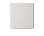 Hohe Kommode 2-türig 97 cm auf Metallfüßen, Kaschmir / Eiche Linea, PAFOS