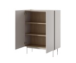 Hohe Kommode 2-türig 97 cm auf Metallfüßen, Kaschmir / Eiche Linea, PAFOS