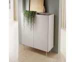 Hohe Kommode 2-türig 97 cm auf Metallfüßen, Kaschmir / Eiche Linea, PAFOS