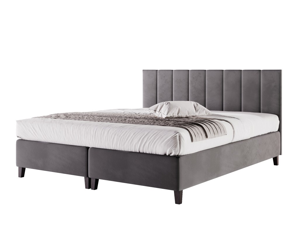 Doppelbett 160x200 cm, Hotelbett, Kopfteil mit vertikalen breiten Streifen, BRISTOL 4H