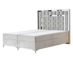 Elegantes Bett in Komfortgröße 180x220 cm, hohes Kopfteil aus Polsterpaneelen, Bettkasten, Ehebett in Überlänge BERLIN 1M