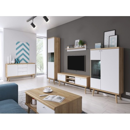 Zweitüriger Kleiderschrank 80 cm skandinavisch, Eiche Riviera / weiß, BERGEN 9