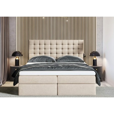 Boxspringbett 180x200 cm mit hohem Kopfteil, Ehebett mit Bettkasten, Hotelbett, MAGNUS 6A