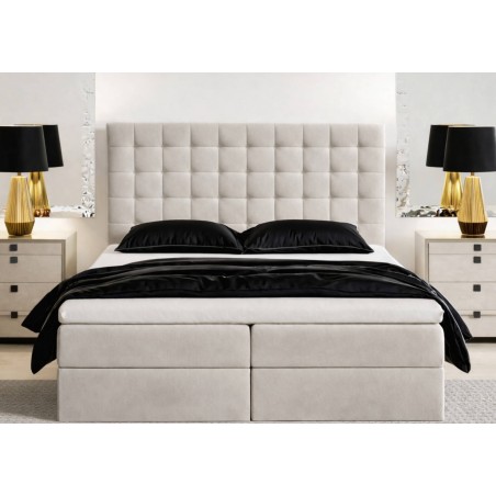 Großes Kontinentalbett 200x200 cm mit gestepptem Kopfteil, Ehebett mit Bettkasten für Dachschräge, Hotelbett MAGNUS 6A