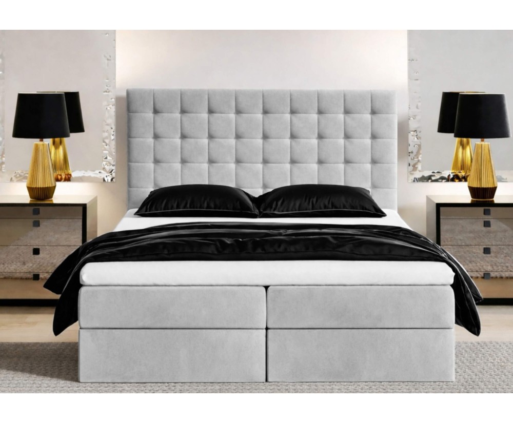 Großes Kontinentalbett 200x200 cm mit gestepptem Kopfteil, Ehebett mit Bettkasten für Dachschräge, Hotelbett MAGNUS 6A