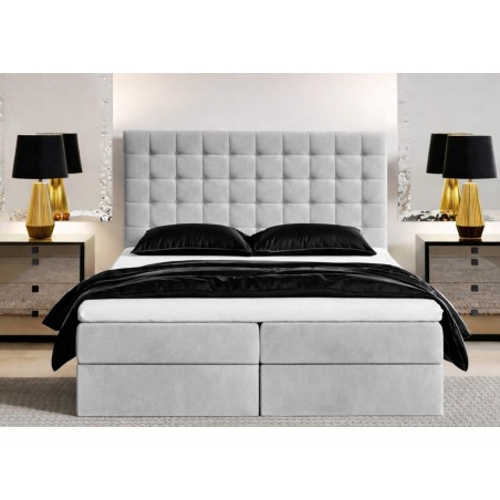 Kontinentalbett 200x200 cm mit gestepptem Kopfteil, Ehebett mit Bettkasten, Hotelbett, MAGNUS 6A