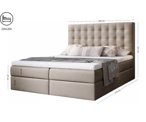 Komfortables Bett 200x200 cm für Schlafzimmer, Ehebett im Glamour-Stil, Kopfteil mit Kristallen, MAGNUS 11A