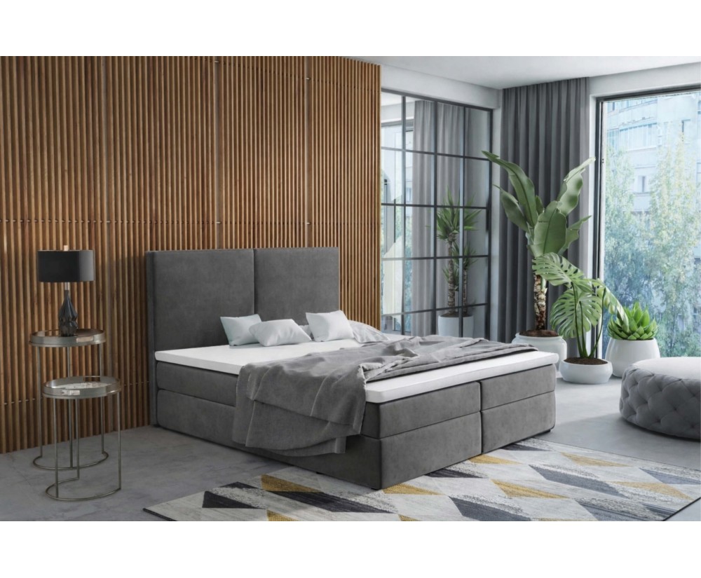 Bequemes Kontinentalbett 160x200 cm mit hohem Kopfteil, Ehebett mit Bettkasten, Hotelbett MAGNUS 13A