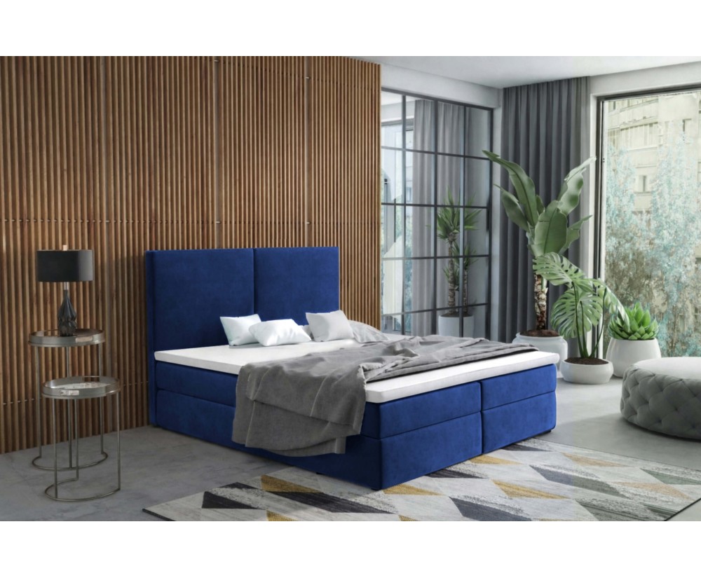 Bequemes Kontinentalbett 160x200 cm mit hohem Kopfteil, Ehebett mit Bettkasten, Hotelbett MAGNUS 13A
