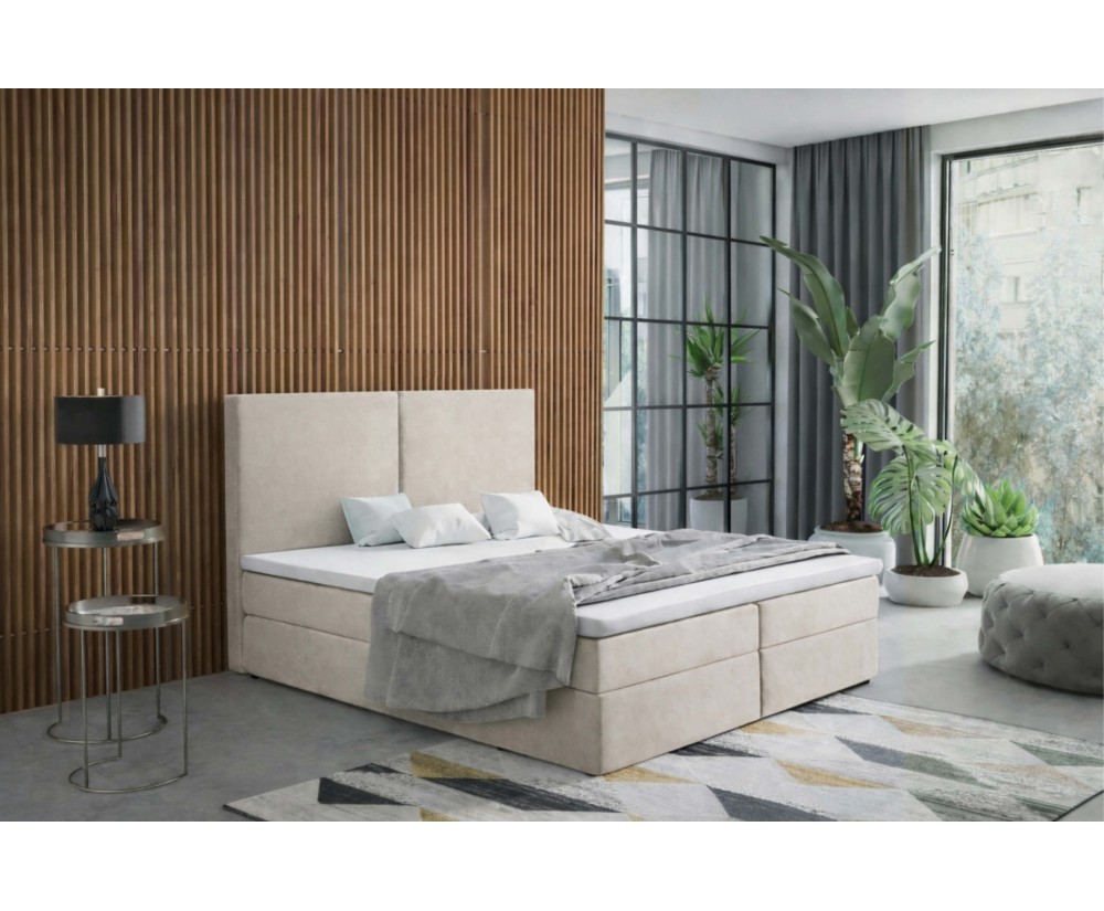 Modernes Boxspringbett 180x200 cm mit hohem Kopfteil, Ehebett, Hotelbett mit Bettkasten, MAGNUS 13A