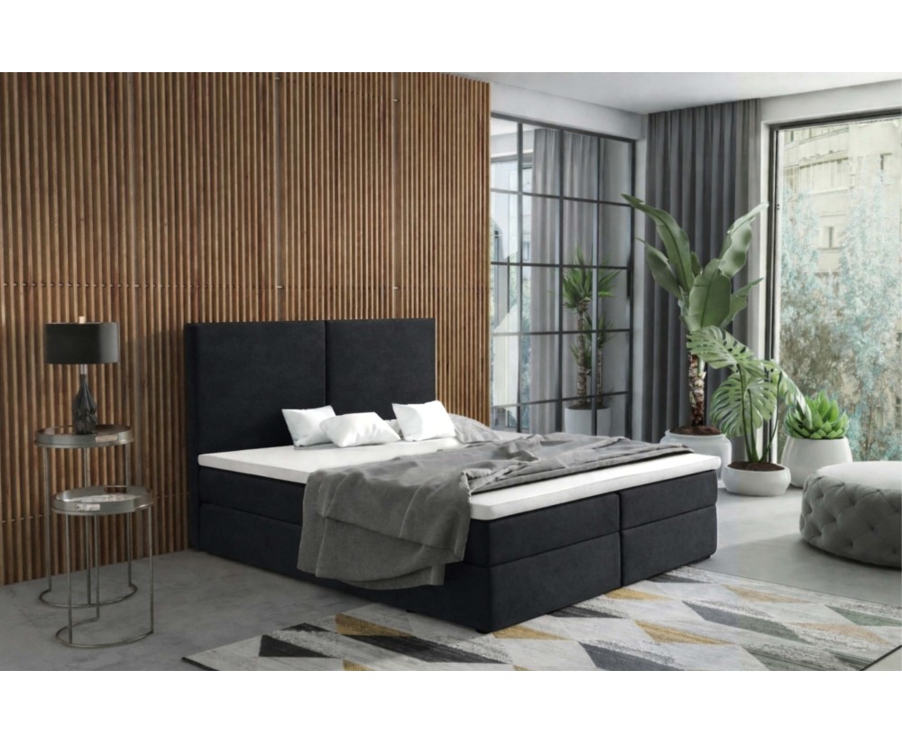 Modernes Boxspringbett 180x200 cm mit hohem Kopfteil und Bettkasten, Doppelbett MAGNUS 13A
