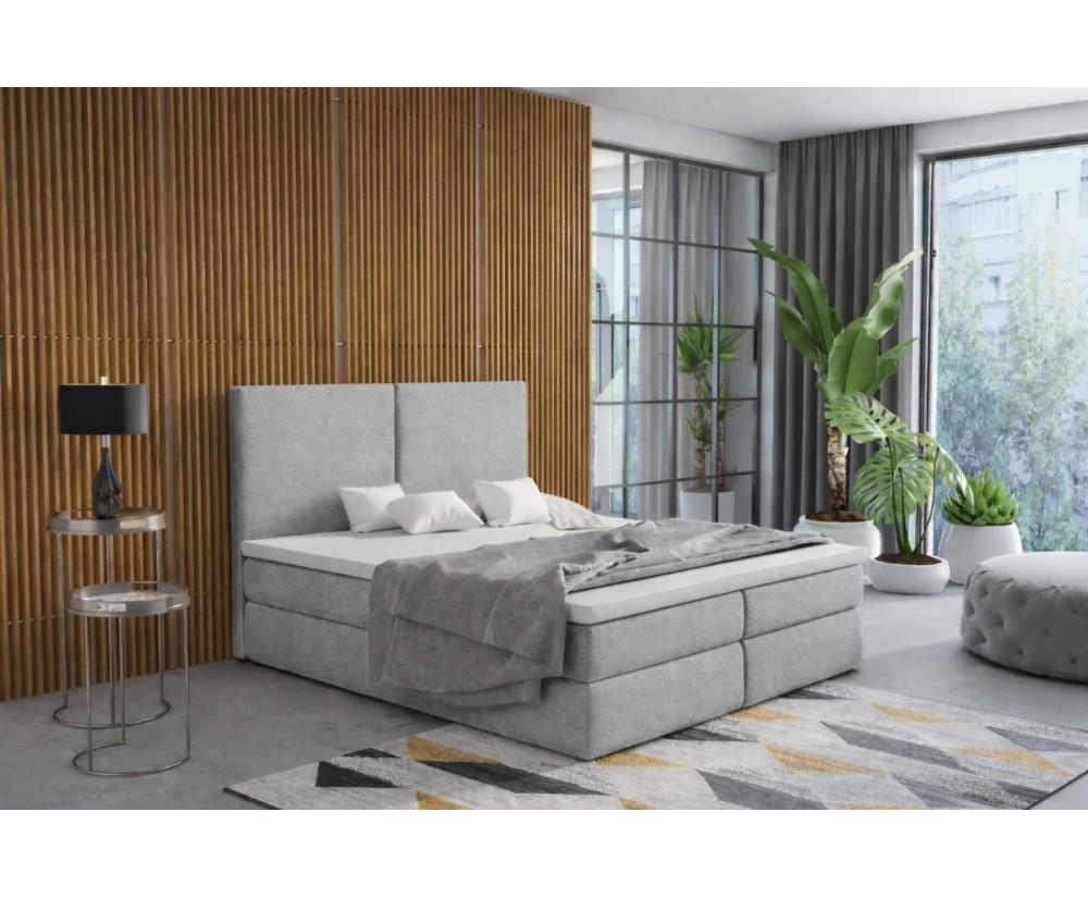 Modernes Boxspringbett 180x200 cm mit hohem Kopfteil und Bettkasten, Doppelbett MAGNUS 13A