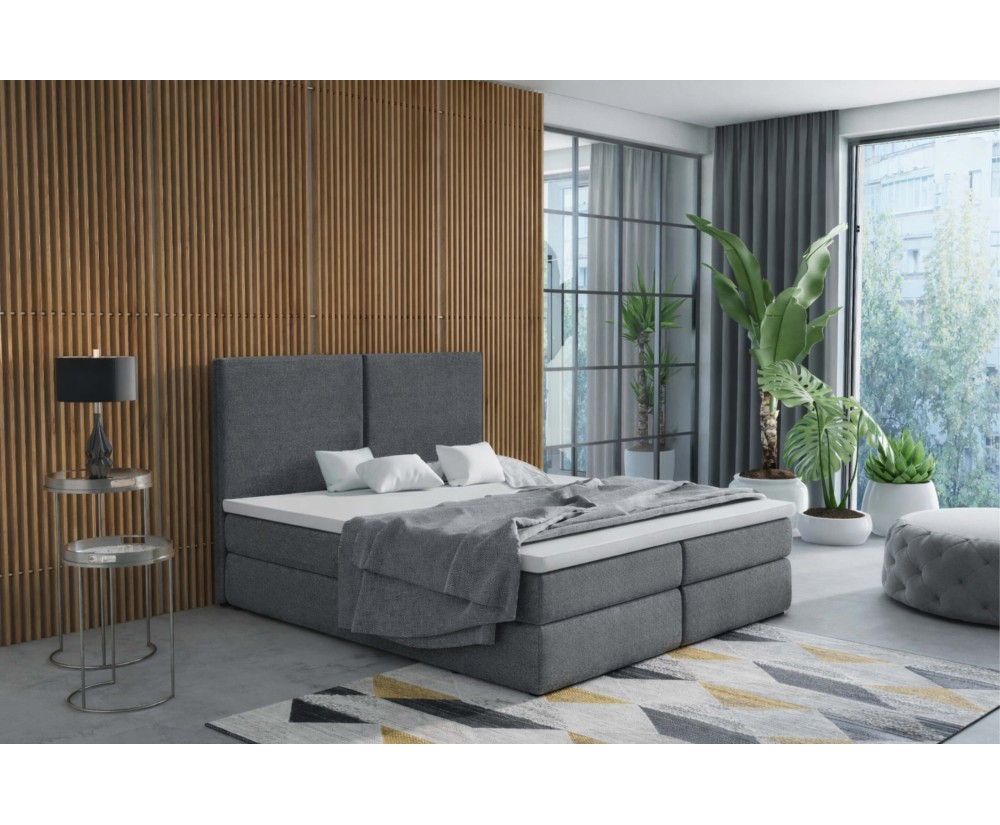 Modernes Boxspringbett 180x200 cm mit hohem Kopfteil und Bettkasten, Doppelbett MAGNUS 13A