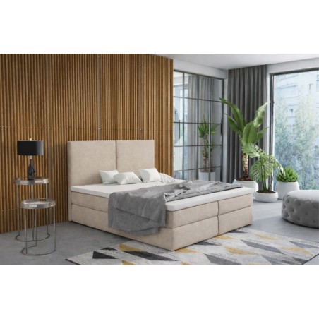 Modernes Boxspringbett 180x200 cm mit hohem Kopfteil, Ehebett, Hotelbett mit Bettkasten, MAGNUS 13A