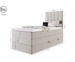 Kontinentalbett 90x200 cm, Einzelbett mit doppelter Matratze für Schlafzimmer, niedriges Kopfteil auf Wunsch, MAGNUS 3B