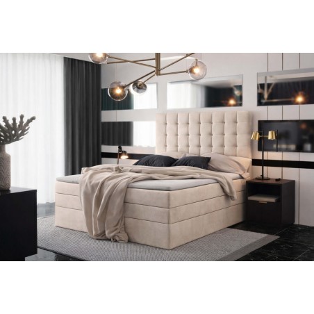 Kontinentalbett 160x200 cm, Ehebett mit Bettkasten, niedriges Kopfteil auf Wunsch für Dachschräge, MAGNUS 6B