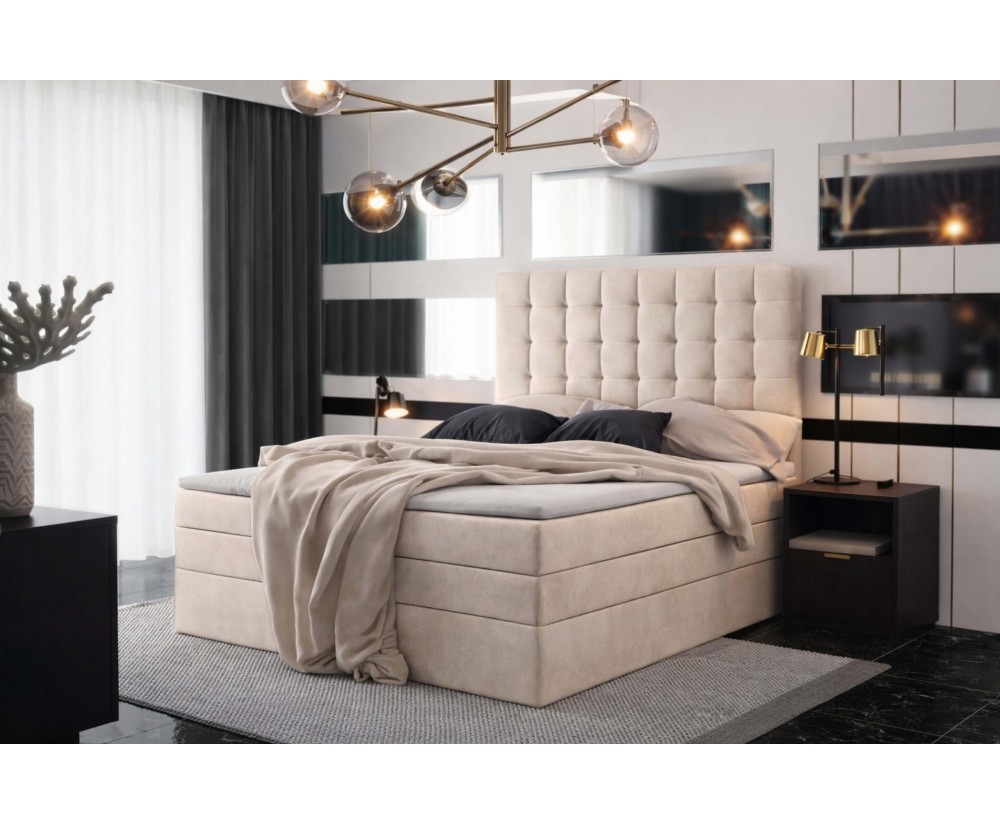 Elegantes Ehebett 180x200 cm, Kontinentalbett mit 2 Matratzen, MAGNUS 6B