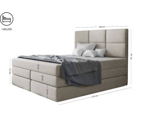 Boxspringbett 140x200 cm, Ehebett mit Bettkasten, 2 Matratzen, MAGNUS 7B