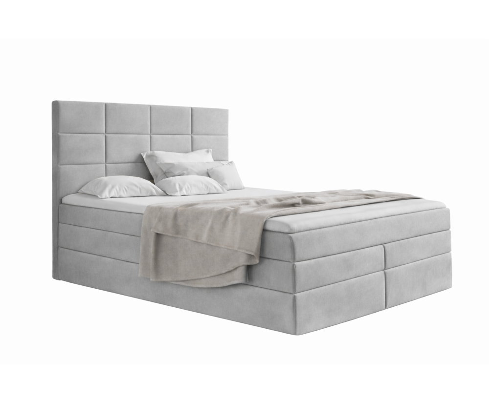 Boxspringbett 140x200 cm mit Bettkasten und hohem Kopfteil, Ehebett MAGNUS 10B
