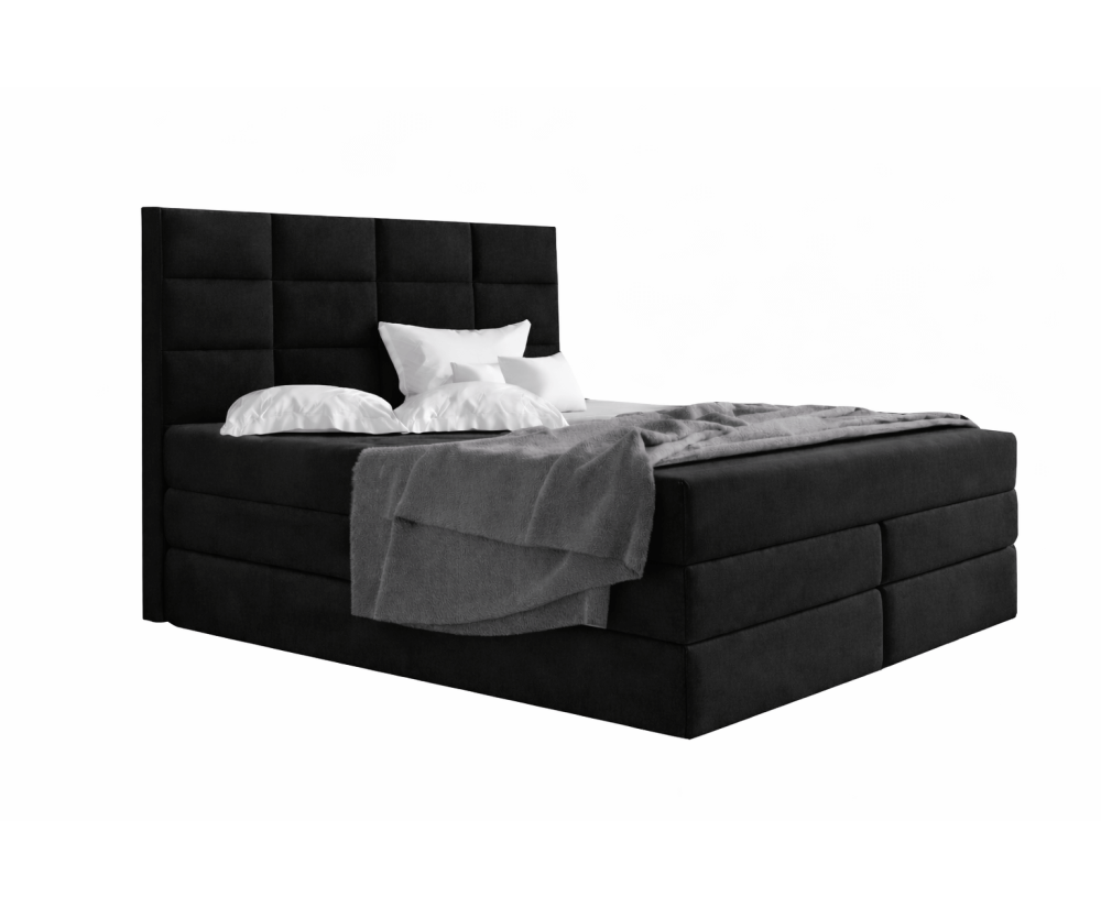 Boxspringbett 140x200 cm mit Bettkasten und hohem Kopfteil, Ehebett MAGNUS 10B