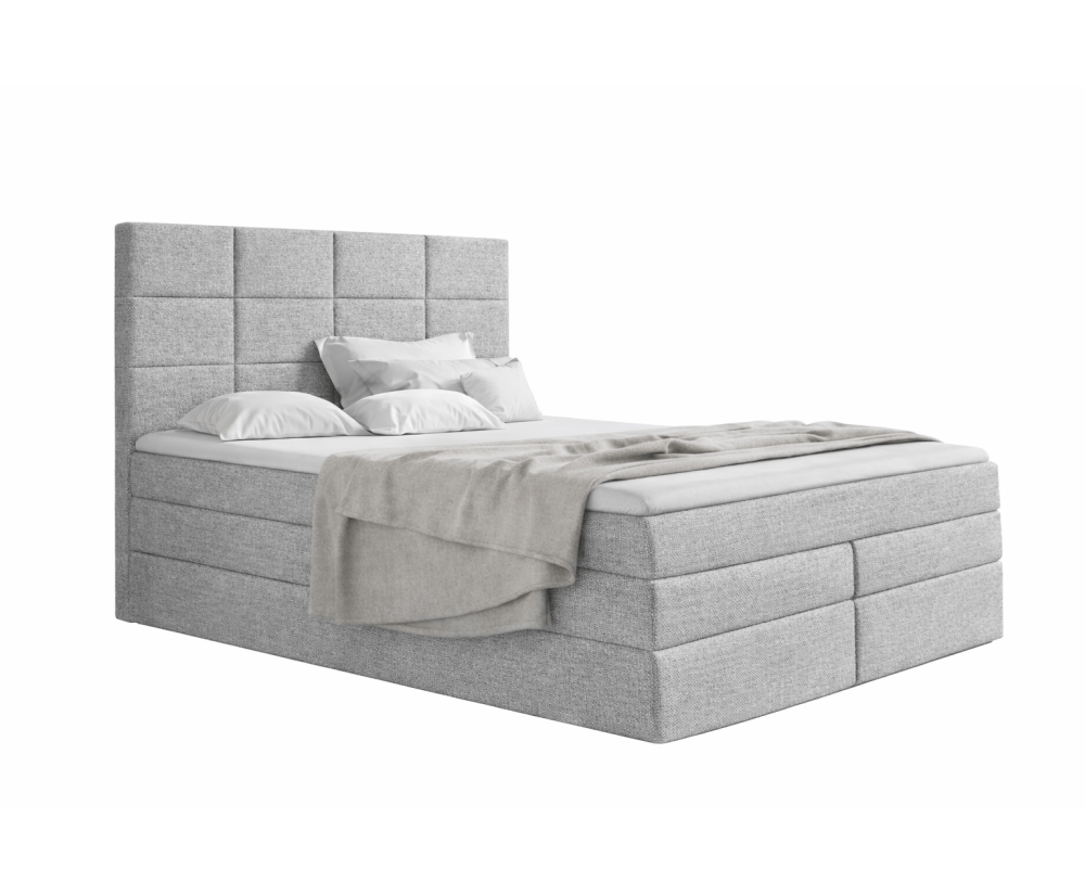 Boxspringbett 140x200 cm mit Bettkasten und hohem Kopfteil, Ehebett MAGNUS 10B