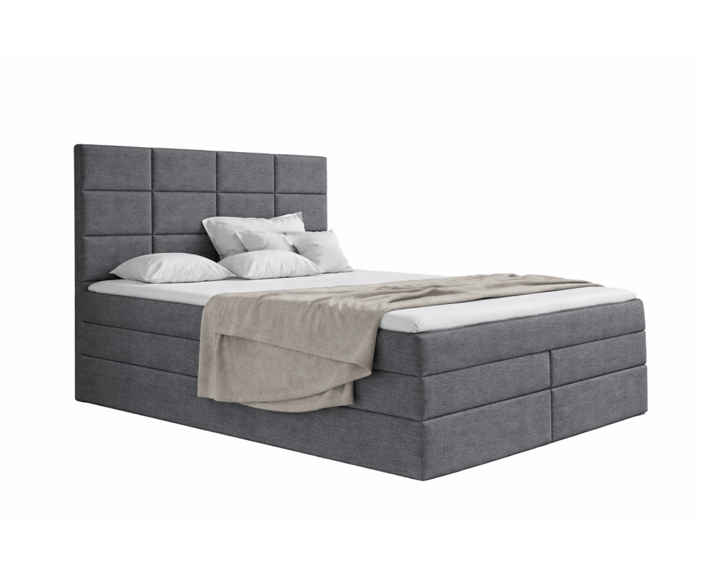Boxspringbett 140x200 cm mit Bettkasten und hohem Kopfteil, Ehebett MAGNUS 10B