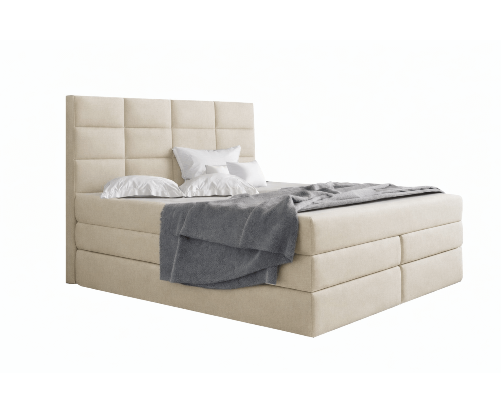 Boxspringbett 200x200 cm, Doppelbett mit elegantem Kopfteil, Farbvarianten, MAGNUS 10B