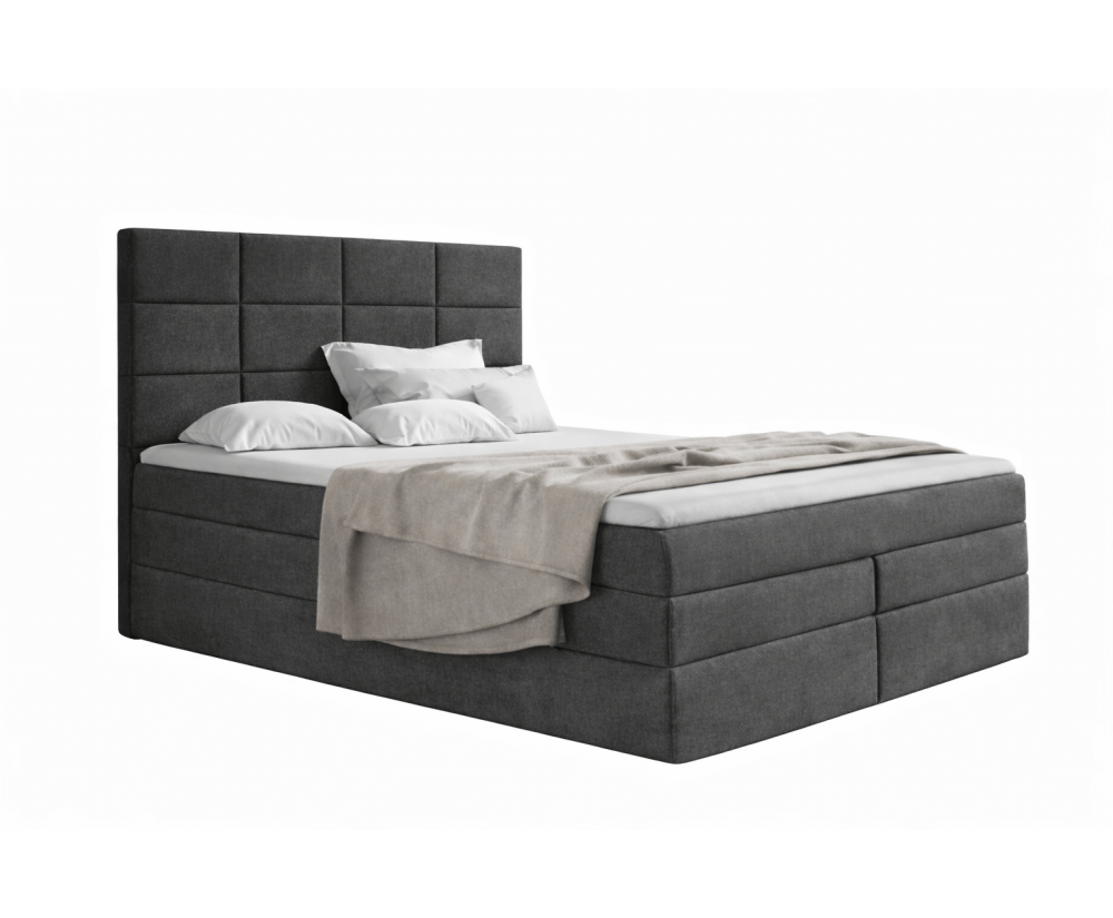 Boxspringbett 200x200 cm mit elegantem Kopfteil, Bett für Dachschräge, Farbvarianten, Doppelbett MAGNUS 10B Boxspringbett 200x200 cm mit elegantem Kopfteil, Bett für Dachschräge, Farbvarianten, Doppelbett MAGNUS 10B
