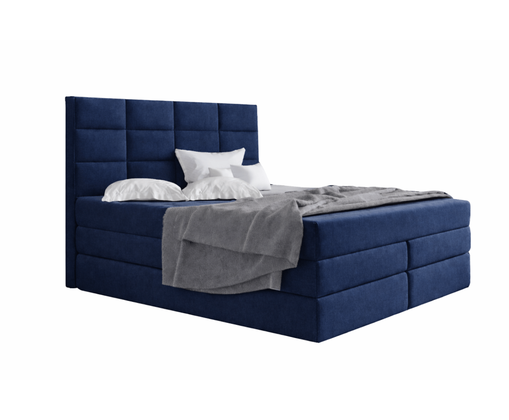Boxspringbett 200x200 cm, Doppelbett mit elegantem Kopfteil, Farbvarianten, MAGNUS 10B