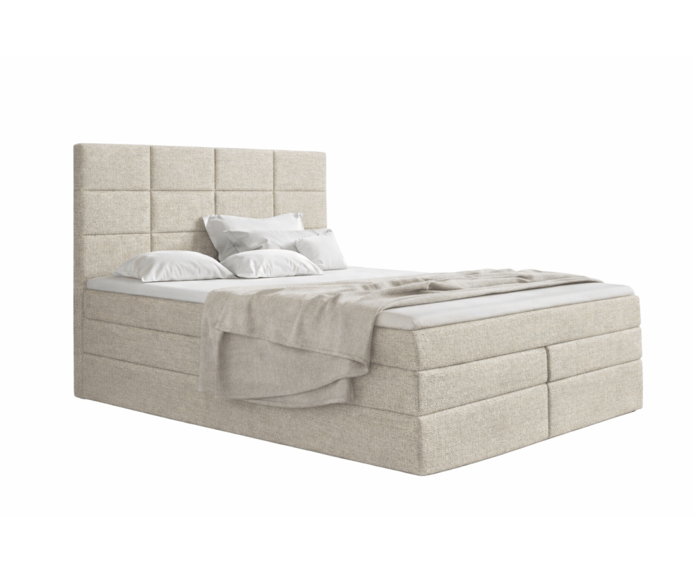 Boxspringbett 200x200 cm, Doppelbett mit elegantem Kopfteil, Farbvarianten, MAGNUS 10B