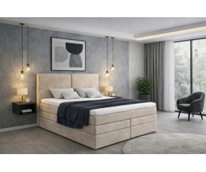 Boxspringbett 140x200 cm, Doppelbett mit Bettkasten, 2 Matratzen, MAGNUS 13B