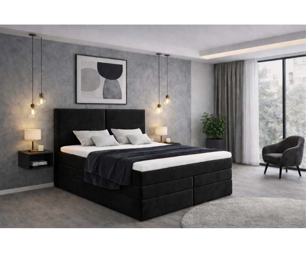 Boxspringbett 140x200 cm, Doppelbett mit Bettkasten, 2 Matratzen, MAGNUS 13B