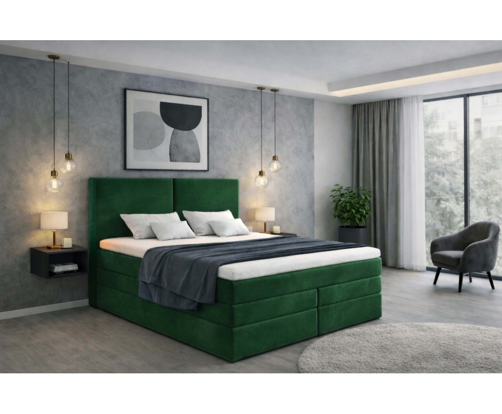 Boxspringbett 140x200 cm, Doppelbett mit Bettkasten, 2 Matratzen, MAGNUS 13B