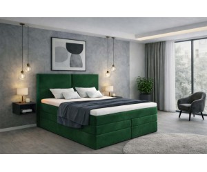 Modernes Doppelbett 160x200 cm, Boxspringbett mit 2 Bettkästen, 2 Matratzen, MAGNUS 13B